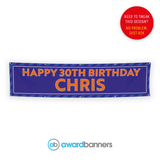 Blue Stripe PVC Birthday Banner - AB103