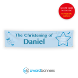 Blue Stars PVC Christening Banner - AB118