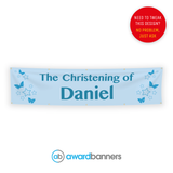 Blue Stars PVC Christening Banner - AB118