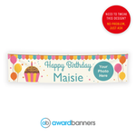 Cupcake and Balloons PVC Birthday Banner - AB185