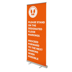 Please Stand on the Floor Markings - 850mm Wide Pull Up Banner