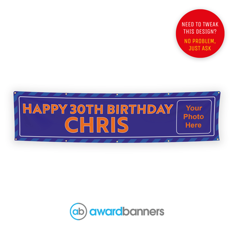 Blue Stripe PVC Birthday Banner - AB103