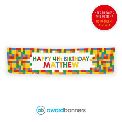 Building Blocks PVC Birthday Banner - AB133