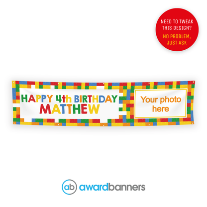Building Blocks PVC Birthday Banner - AB133