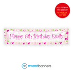 Red and Green Butterflies PVC Birthday Banner - AB159