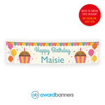 Cupcake and Balloons PVC Birthday Banner - AB185