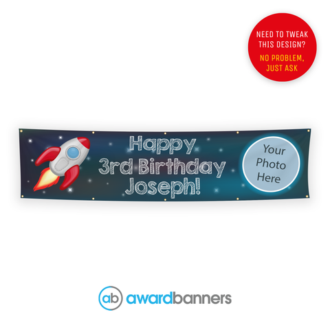 Space and Rocket PVC Birthday Banner - AB192