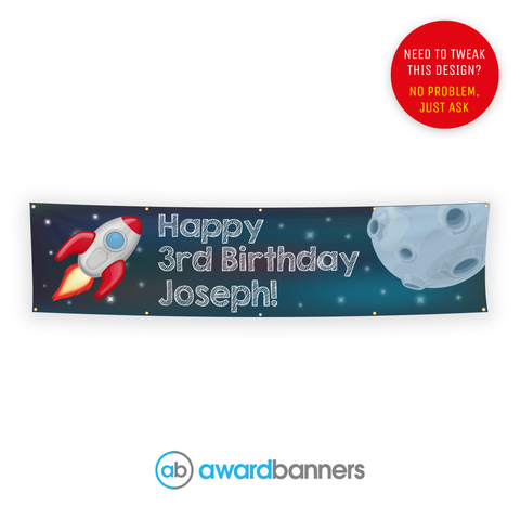 Space and Rocket PVC Birthday Banner - AB192