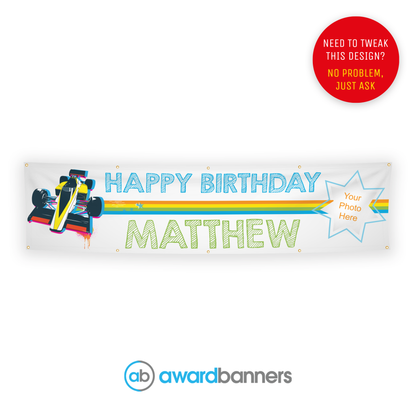 Racing Car PVC Birthday Banner - AB193